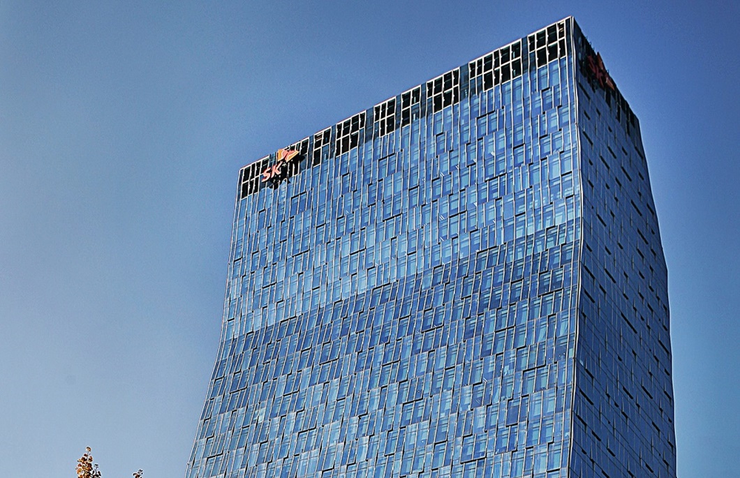Bâtiment SK Telecom utilisé comme visuel officiel du communiqué AIDC