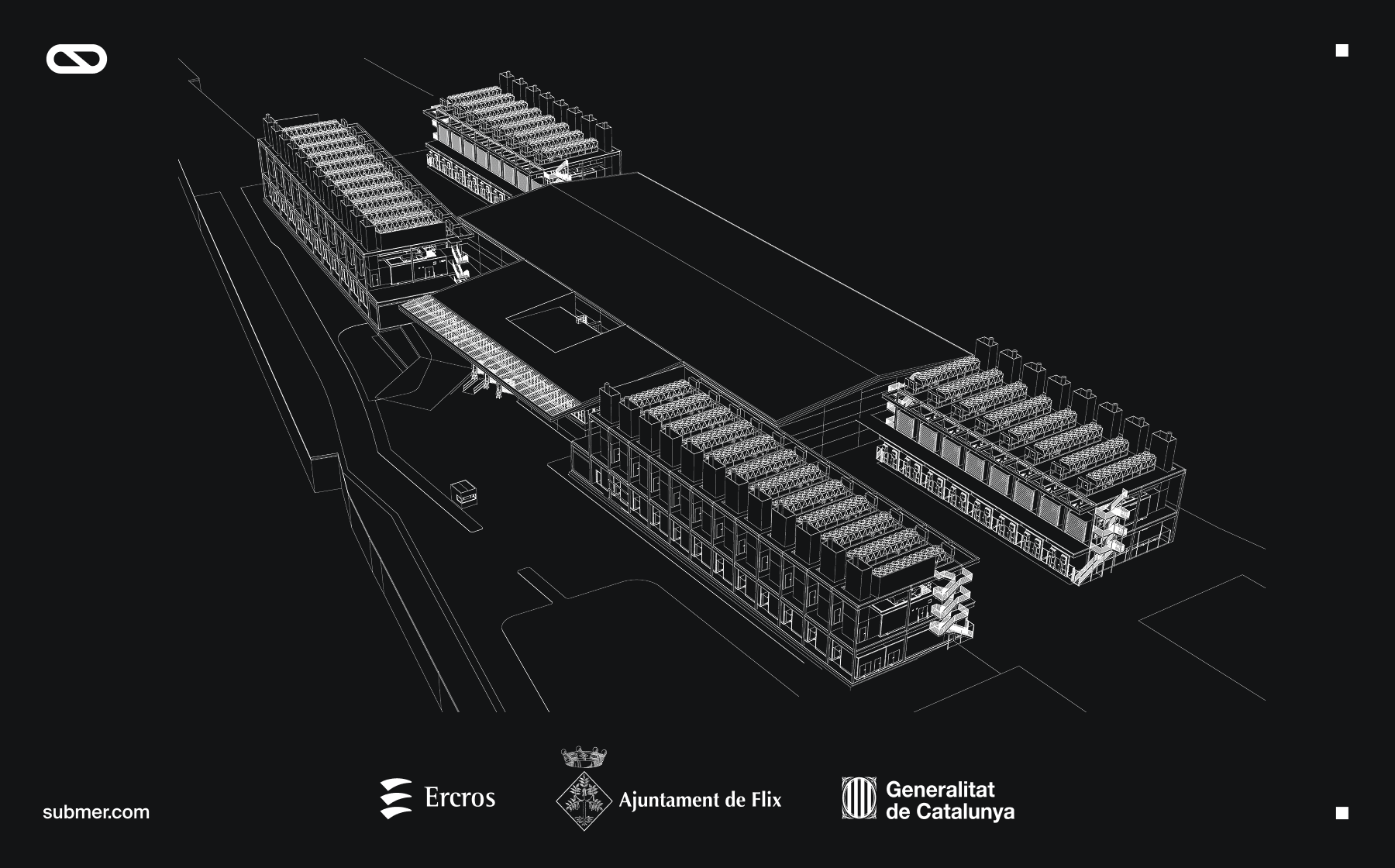 Rendu officiel du futur data center IA Submer Group à Flix en Catalogne